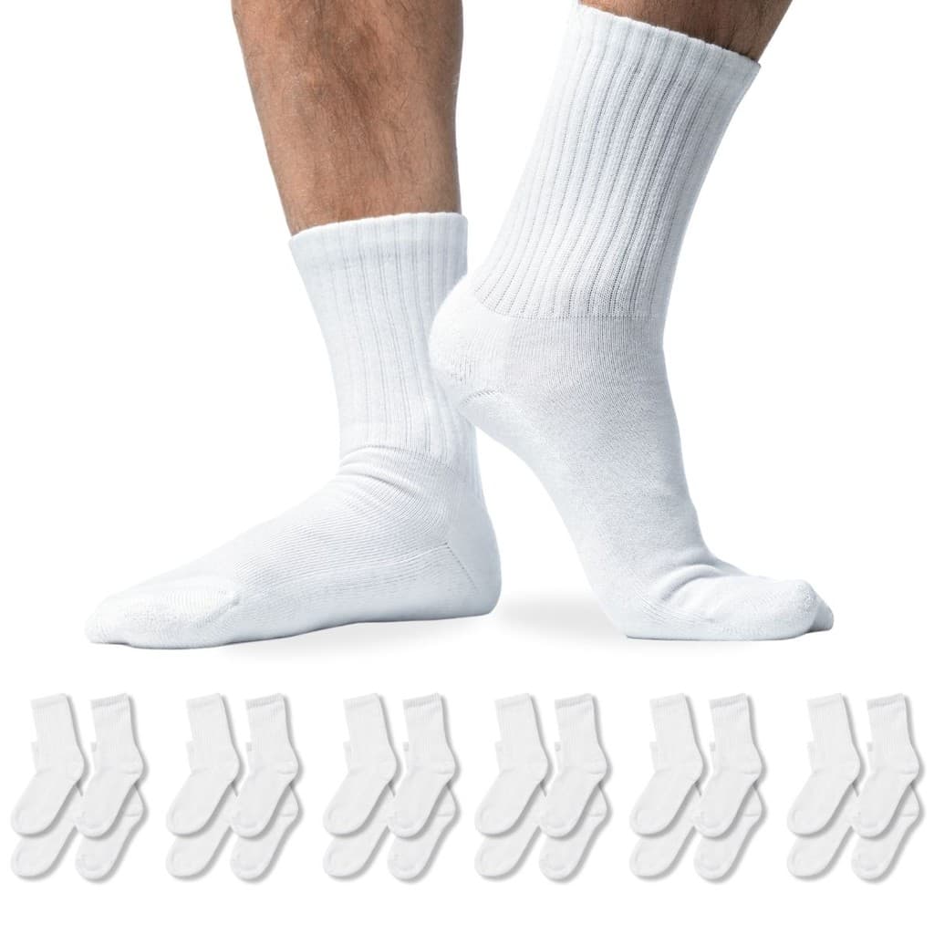 Kit 12 Pares Meia Cano Médio Masculina Esportiva
