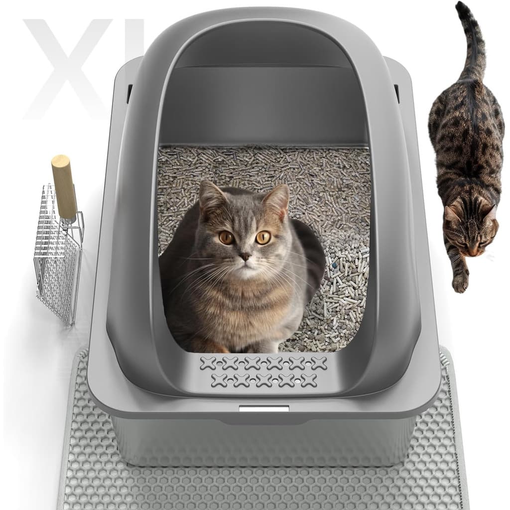 Newpet Kit Caixa de Areia inoxidável para Gatos Encantadora Alta Gigante com Pá higiênica Adequado para gatos de 30 kg