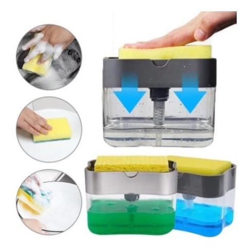 Dispensador Para Detergente Dispenser Sabao 2x1 Detergente Suporte Porta Bucha Esponja Limpeza