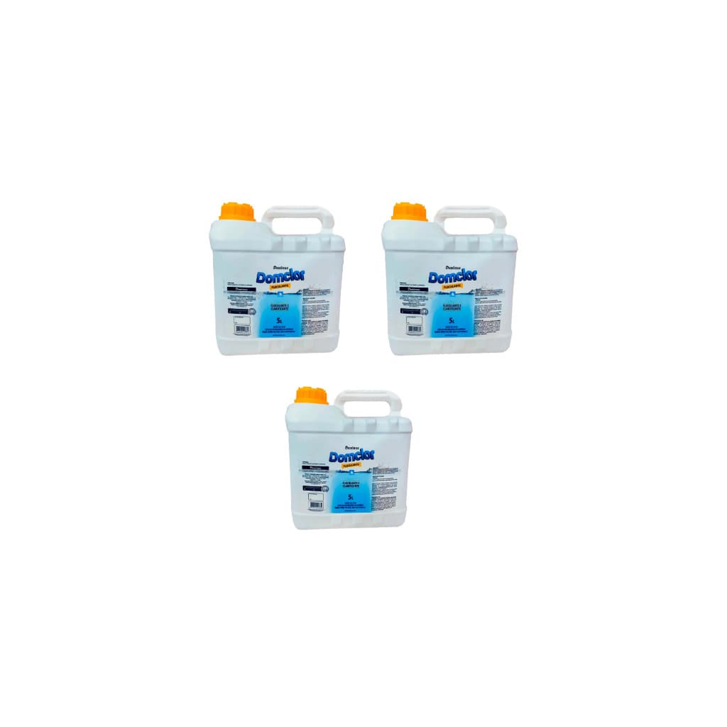 KIT 3 Floculante e Clarificante DomClor 5L Limpeza Para Piscina