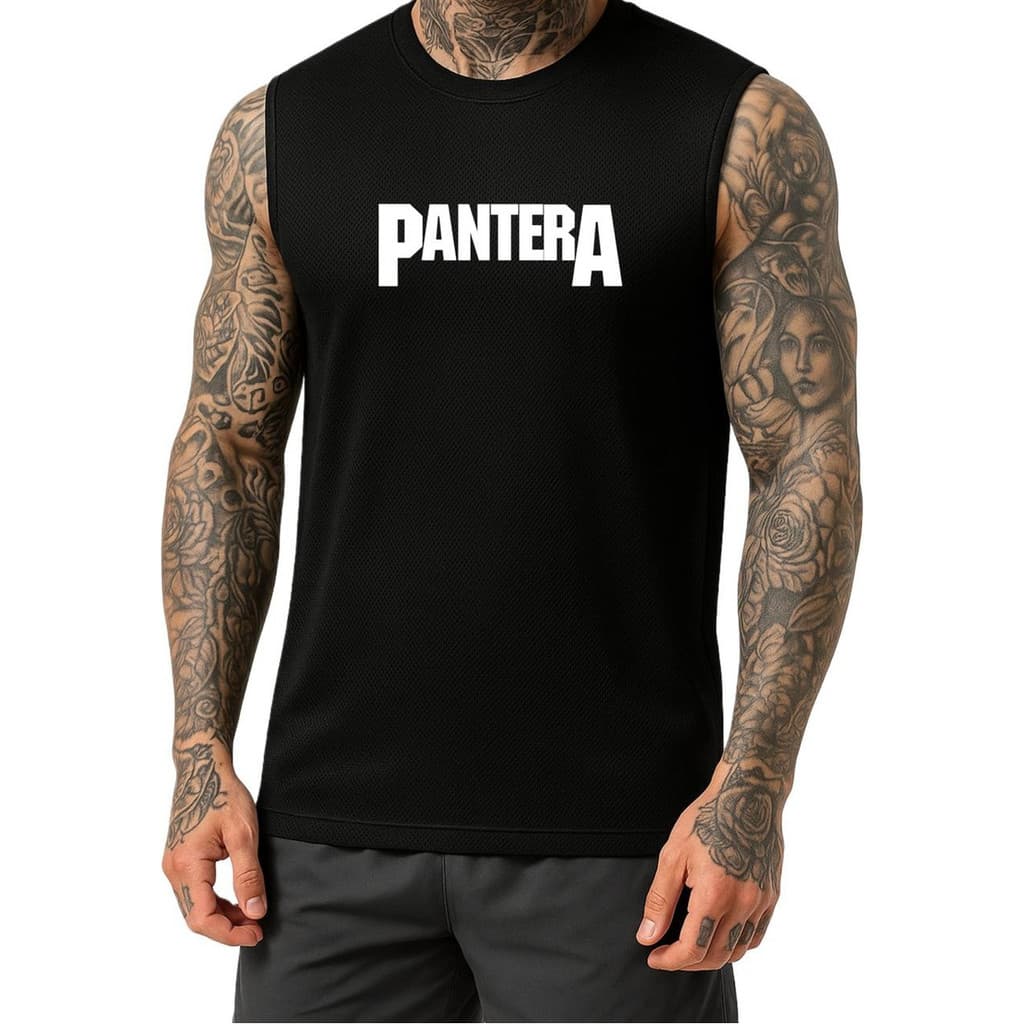 Regata Machão Pantera Dry Fit Banda Rock Academia Camiseta