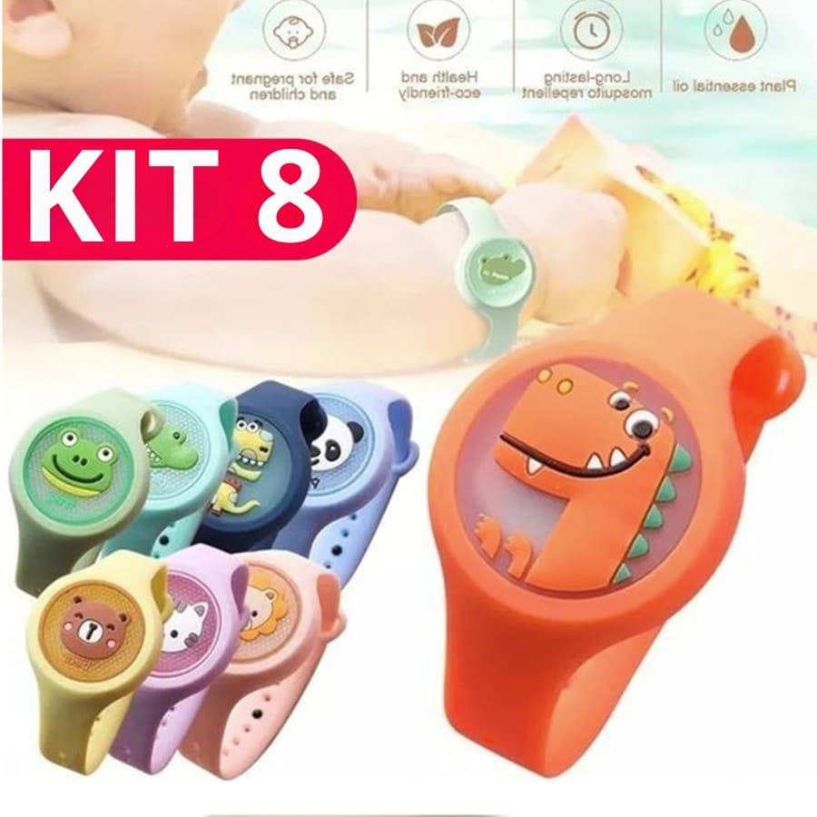 Kit Pulseira Anti Mosquito Repelente Infantil Bebe Citronela Acende Luzes