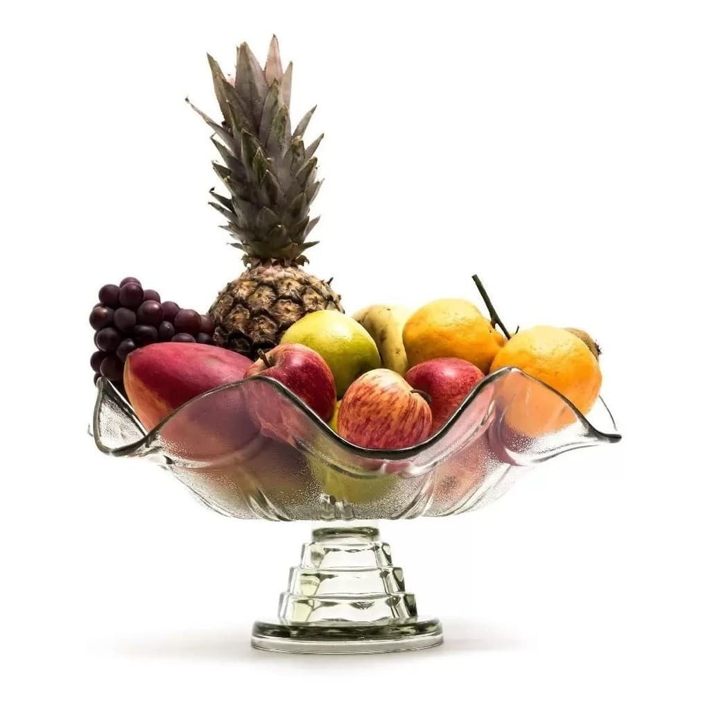 Saladeira Ou Fruteira Com Pé De Vidro Gourmet