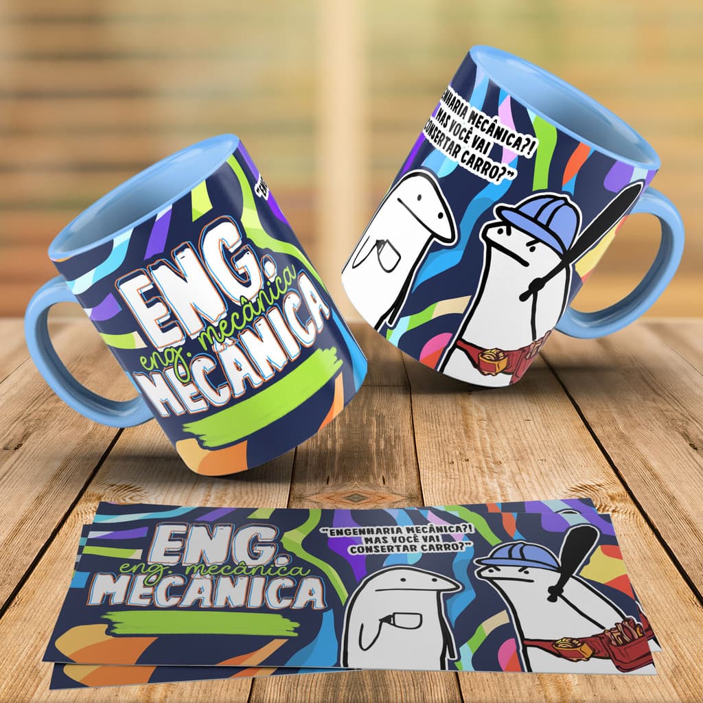 Caneca Engenharia Mecânica Profissão Personalizada Xícara de Porcelana Decorada Frases Divertidas Engraçadas Good Vibes