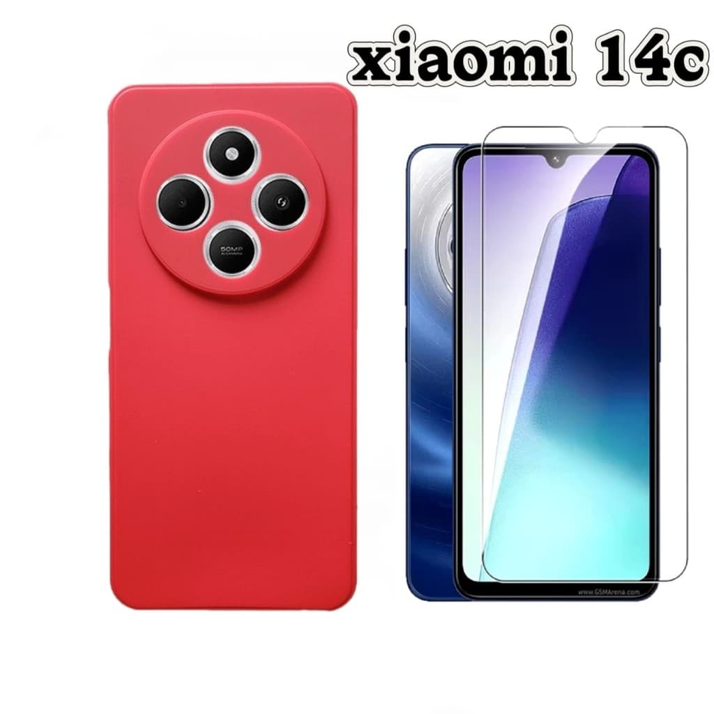 Capa Capinha Aveludada Xiaomi Redmi 14C + película vidro HD Transparente sem Borda preta