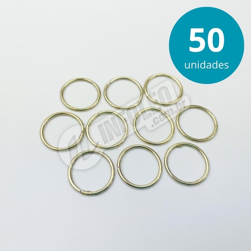 Argola de Metal 12mm Latonada Dourada Aberta P/ Chaveiro - 50, 100, 150, 200, ou 250 unidades