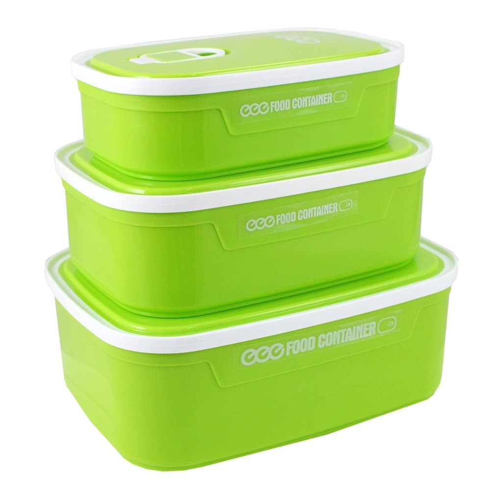 Conjunto com 3 Potes Verdes Para Alimentos