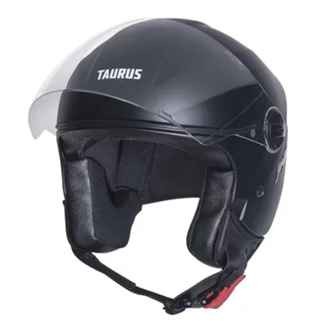 Capacete Moto Joy23 Aberto By Taurus Couro Preto Fosco