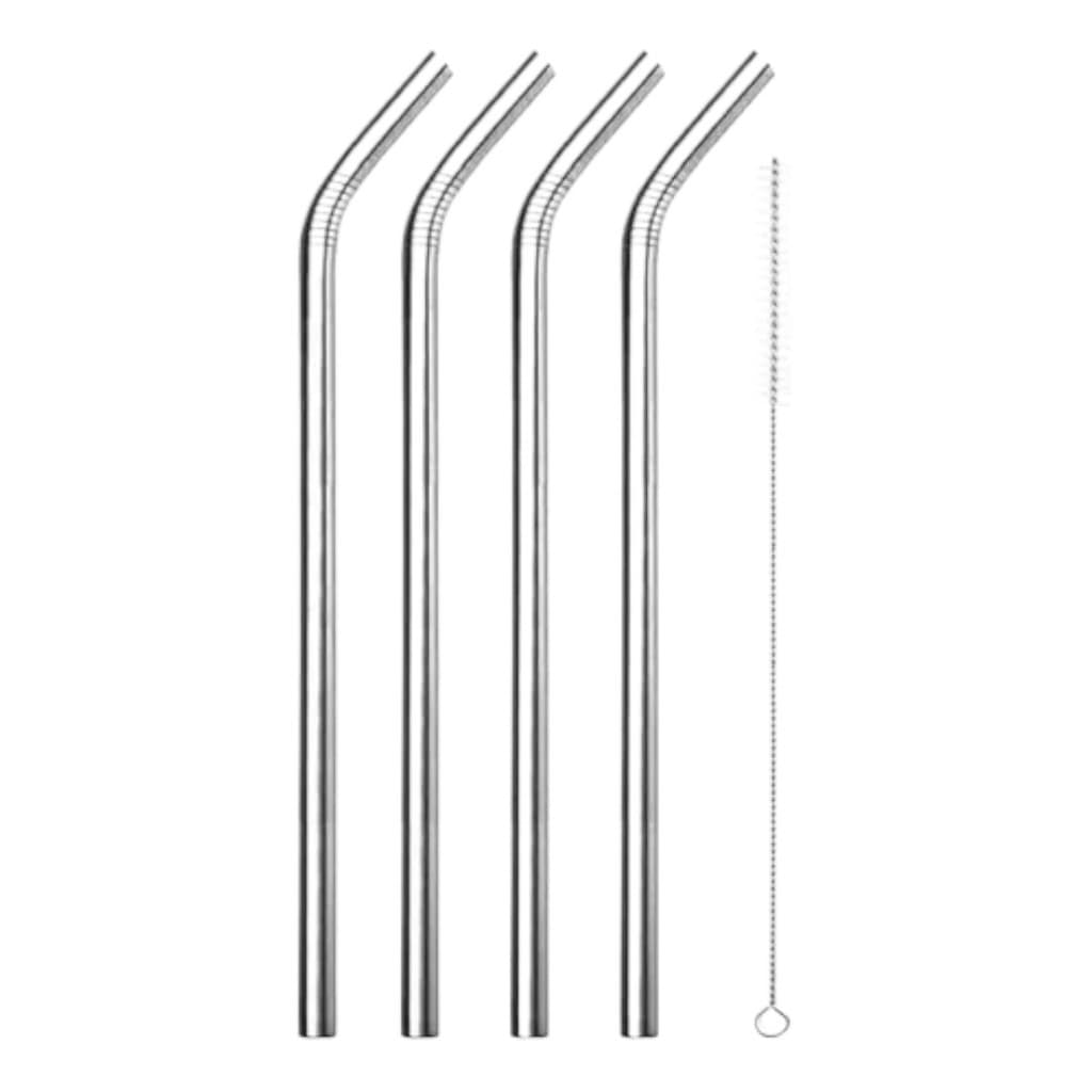 Kit 4 Canudos De Aço Inox Reutilizável E 1 Escova