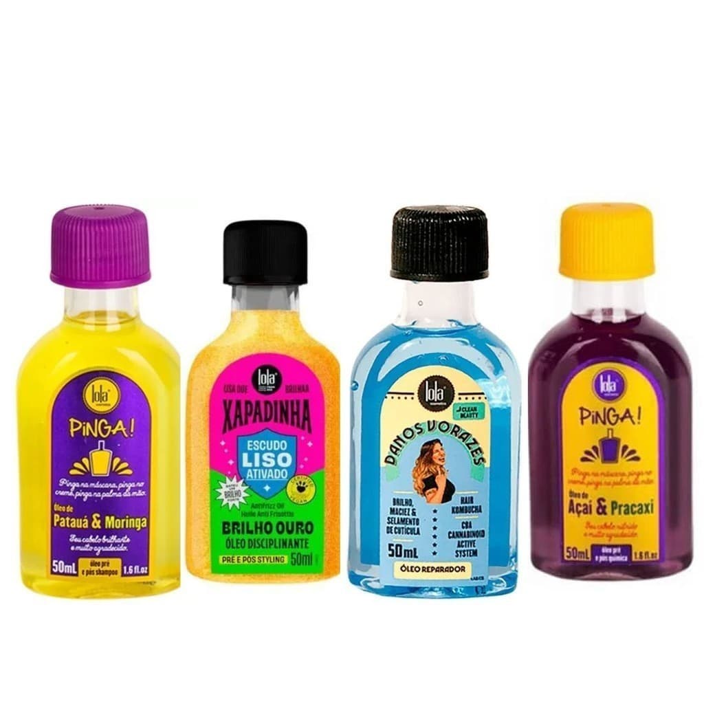 Kit 4un Óleo Pinga Patauá E Moringa+Óleo Pinga Açai E Pracaxi+Óleo Danos Vorazes+Óleo Xapadinha lola