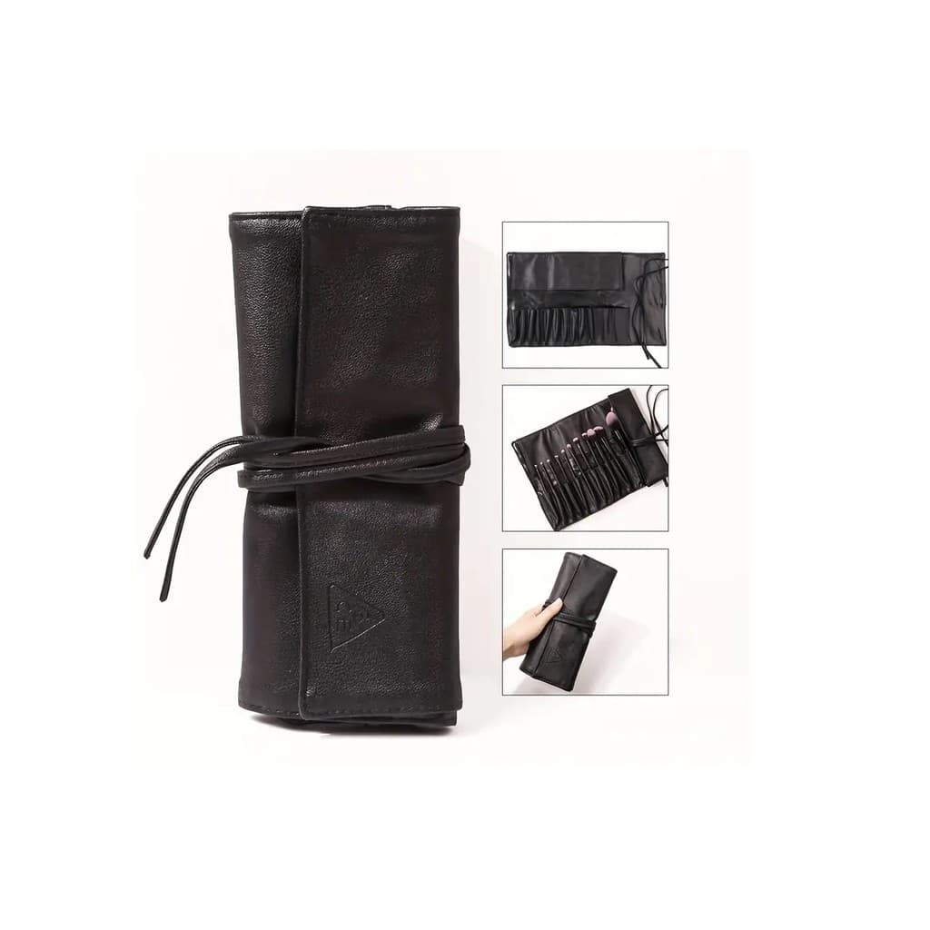 Conjunto de 6 Pincéis de Maquiagem Profissionais com Estojo Dobrável Portátil - À Prova d'Água, Material PU