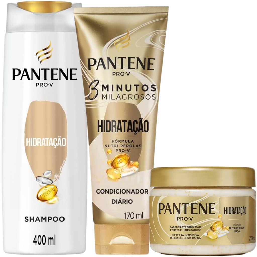 Kit Pantene Hidratação Pro-V Condicionador 3 Minutos Mascara Perolas Pro V Oleo de Argan Oleo Coco