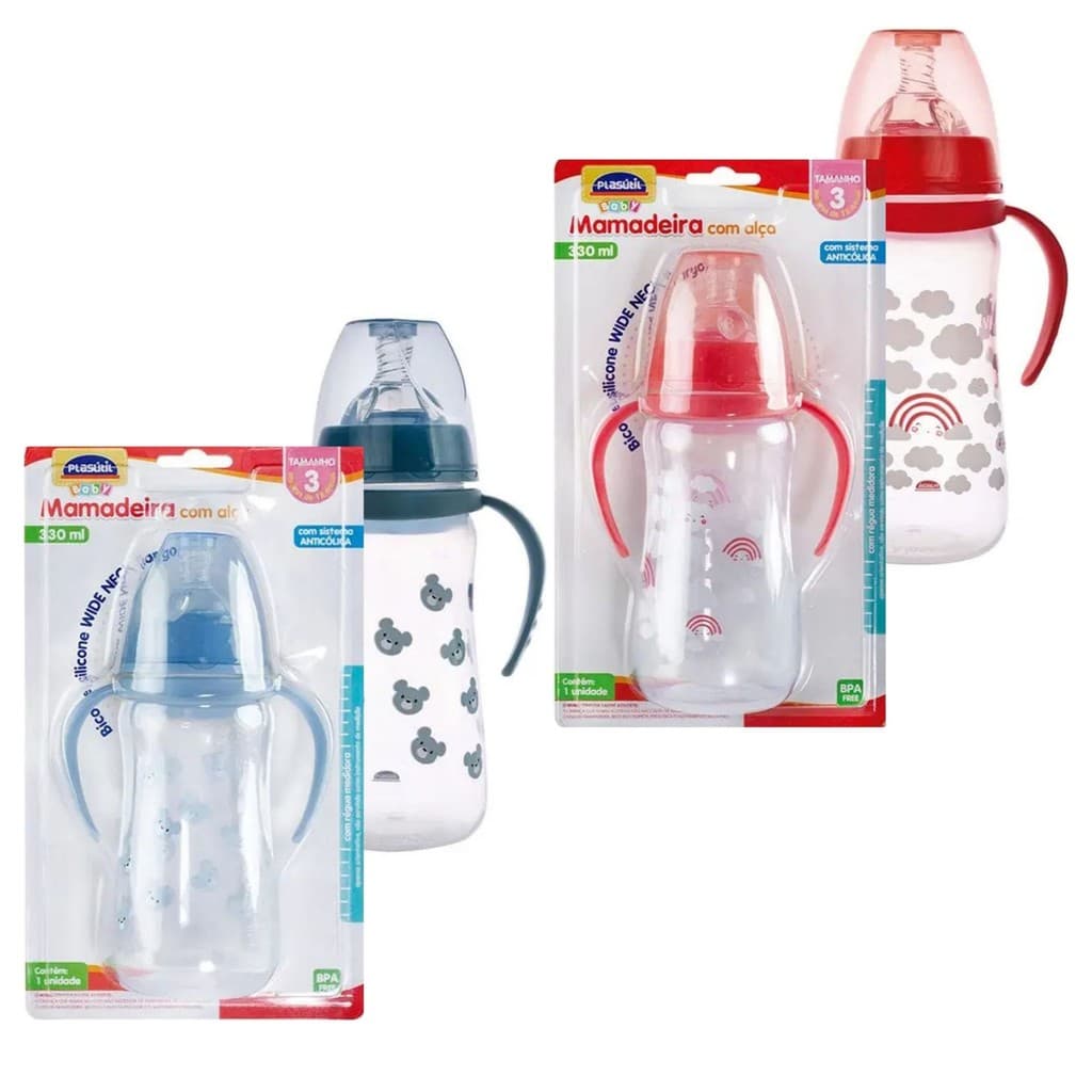 Mamadeira Anticólica com Alça Conforto e Praticidade 330mL
