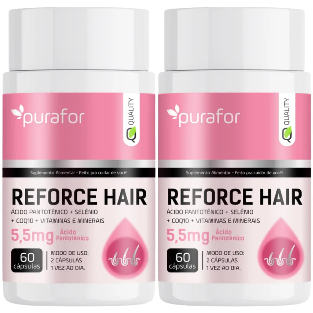 2x Reforce Hair 60 Caps - Purafor Quality Original