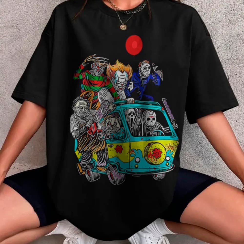 Moda de Halloween camisetas com estampas de terror caveira vampiro zumbi esqueleto - Achados