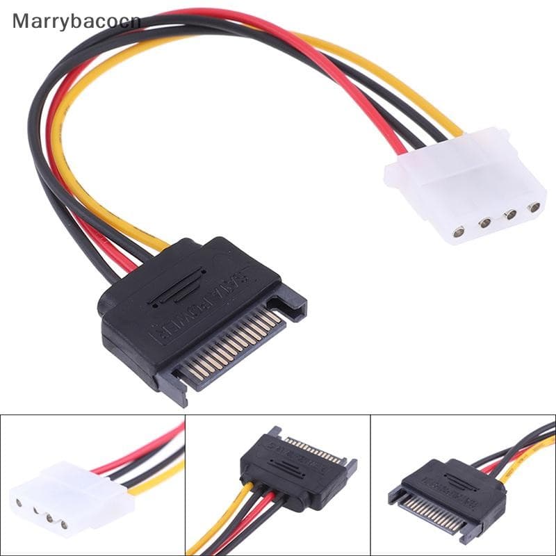 [MAR] Cabo De Alimentação SATA Para IDE 15 Pinos Macho Molex Adaptador De Fêmea De 4 COD