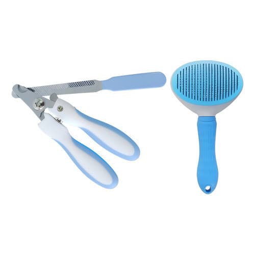 Kit Cortador Alicate de Unha com lixa + Escova Rasqueadeira Remove Pelos Fácil Cão Gato