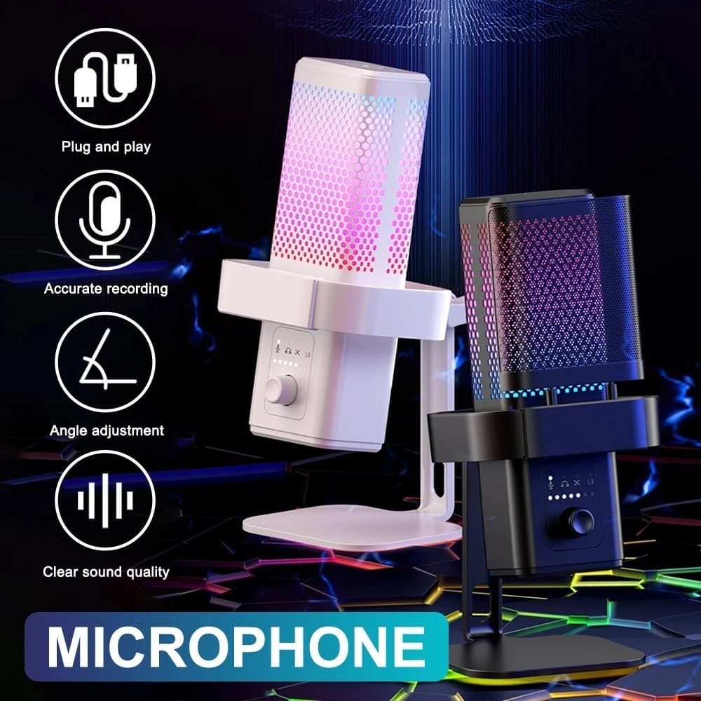 VIRWIR-USB Microfone Dinâmico para Gravação PC, Botão Mute, Gaming Mic, Studio Singing, Podcasts, Transmissão ao Vivo