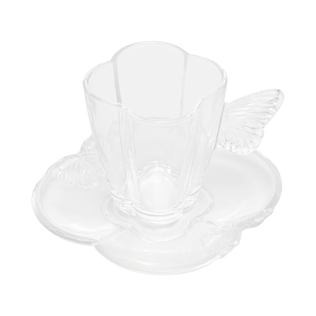 Jogo de 4 Xícaras 80ml para Café com Pires de Vidro Butterfly Wolff