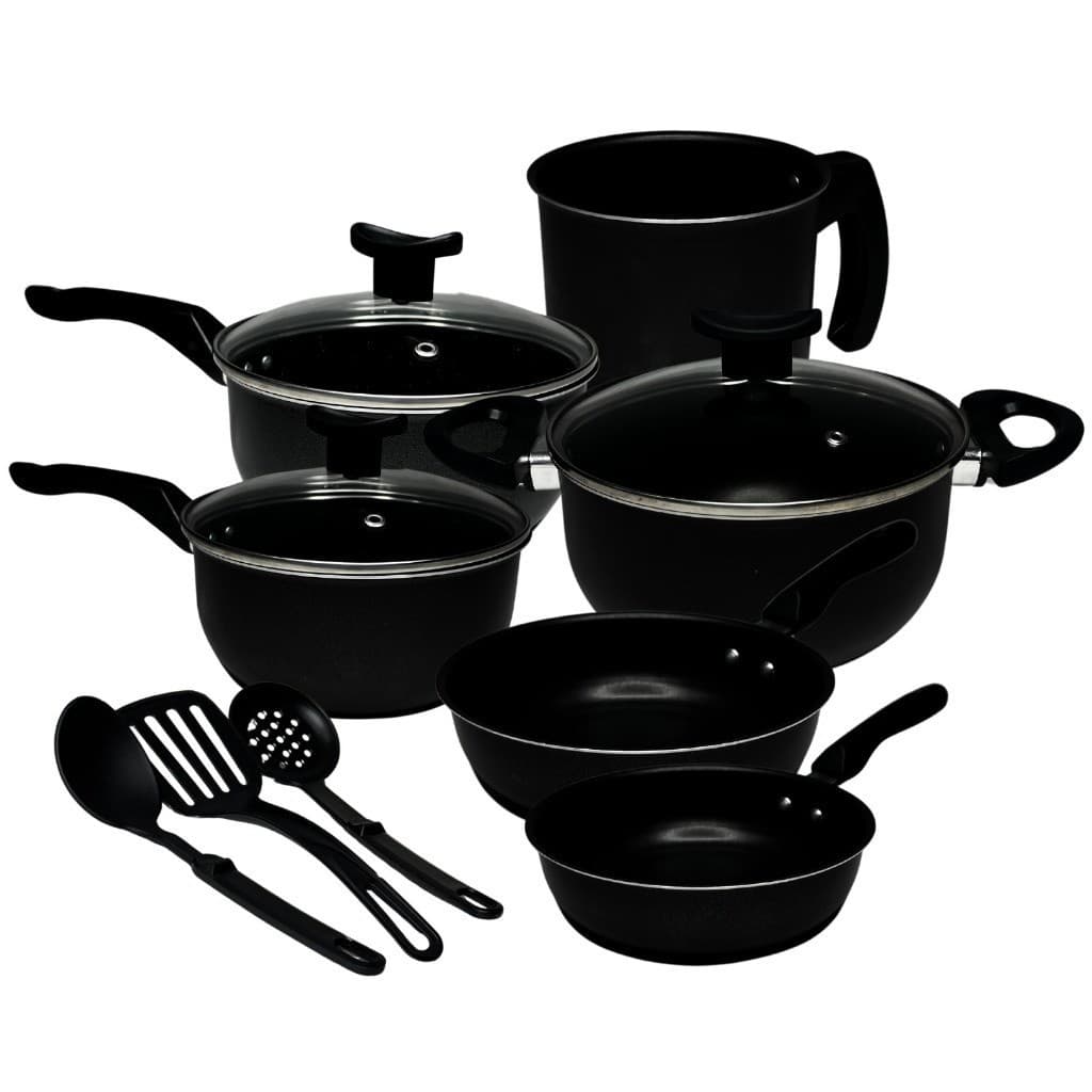 Jogo de Panelas Kit 9 Pçs Antiaderente Tampa Vidro Teflon CORES
