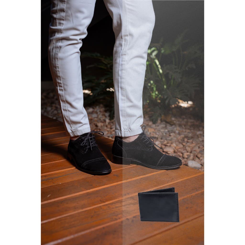 Sapato Social Oxford Reggio + Carteira Confortável Masculino Social Brogue Dia dos Pais