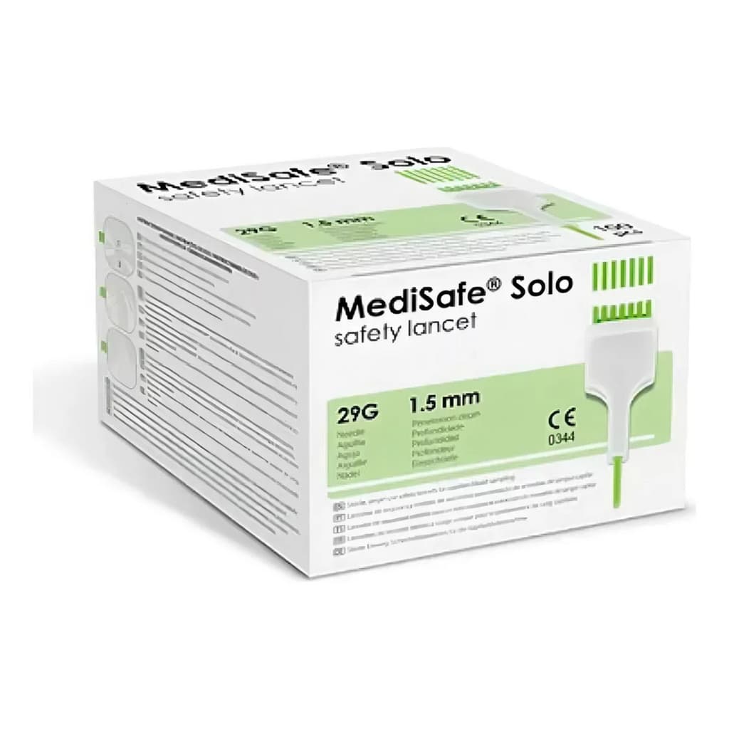 Lanceta De Segurança Medisafe 29g Verde - Caixa Com 100 Unidades / Controle de Glicose