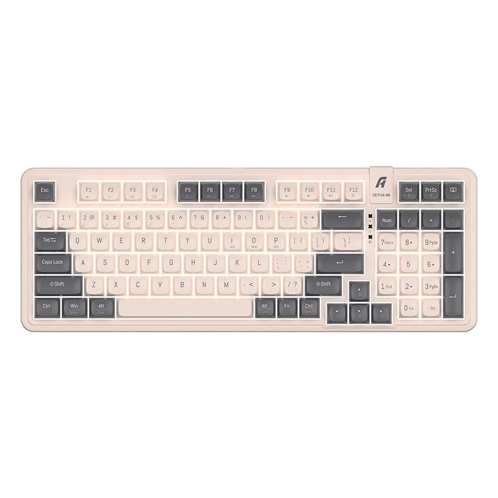 Teclado Gamer Mecanico Gasket Aplus Cetus 98 Led Branco Hotswap Switch Jerrzi Red 98% ANSI Cor Bege
