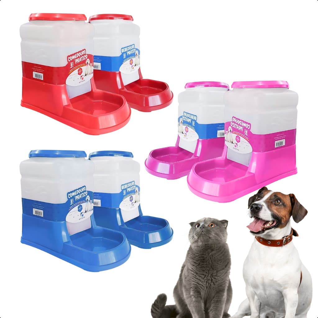 Kit Comedouro E Bebedouro Automático 3L Para Cães E Gatos