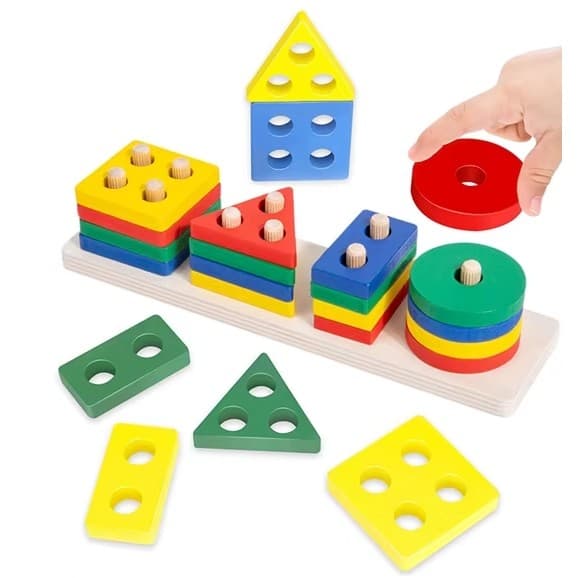 Brinquedo Educativo de Encaixe Madeira Brinquedo de Bebê Brinquedo Pedagógico de Formas Geométricas