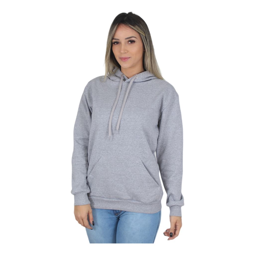 Moletom Liso Feminino Flanelado Blusa De Frio Canguru