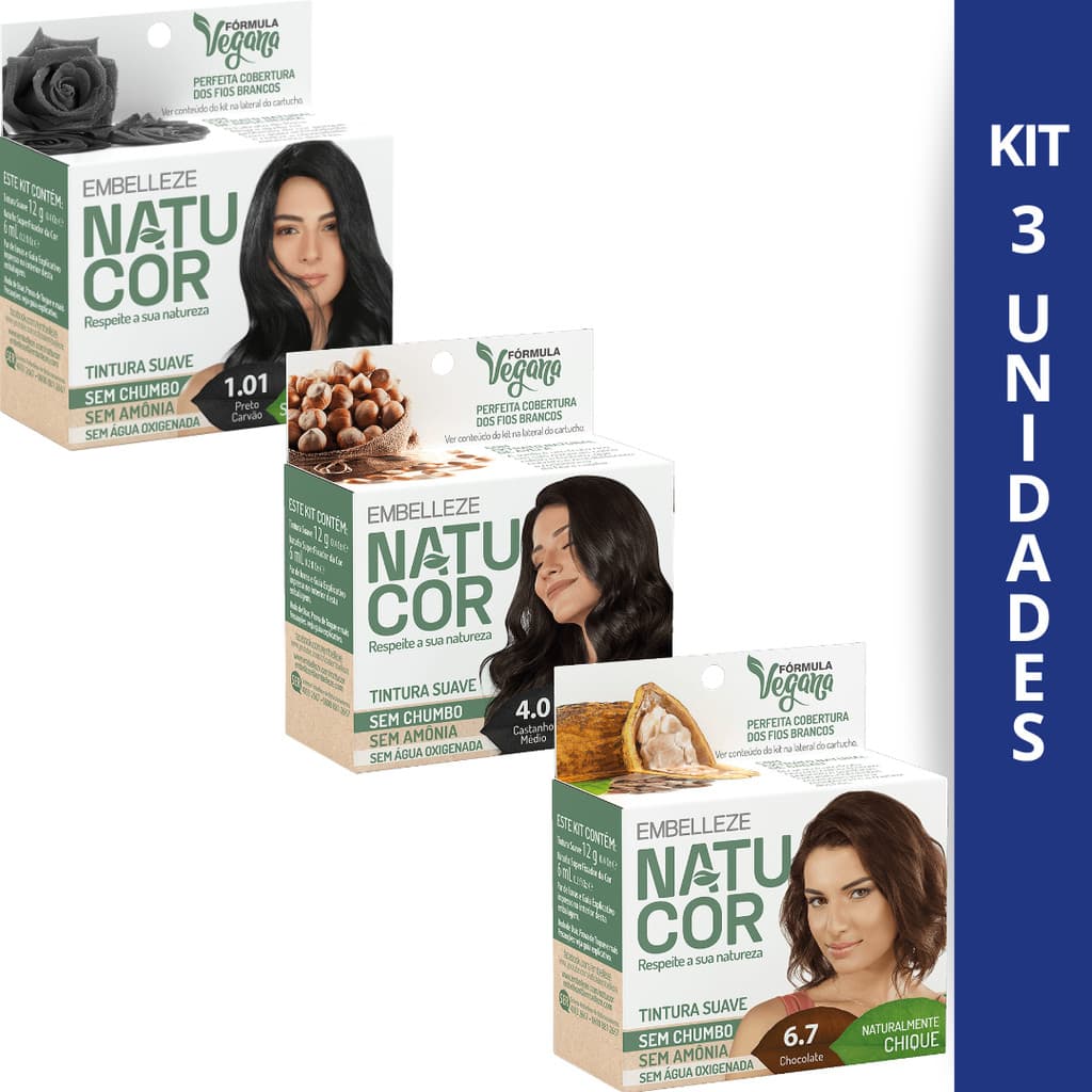 Kit 3 Unidades Tinta de Cabelo Natucor Film - Escolha sua Cor Preferida!
