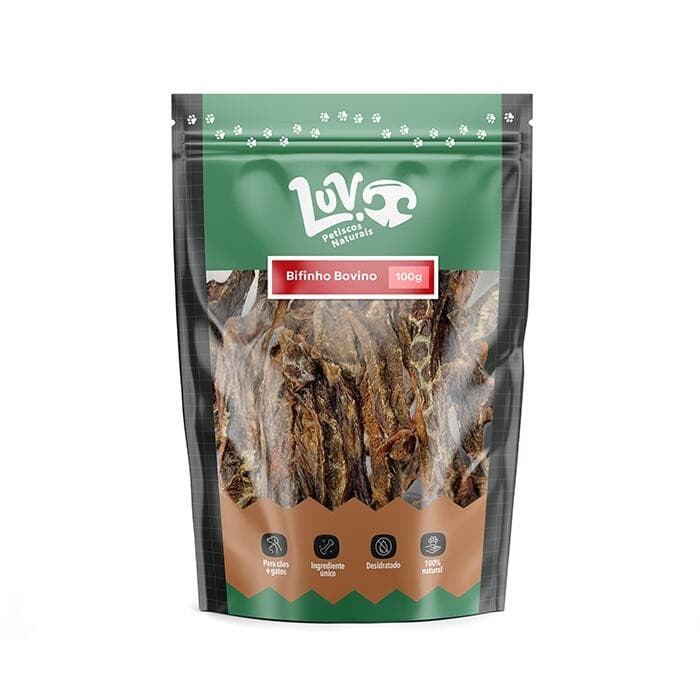 Bifinho Bovino Petisco Natural para Cães e Gatos 100gr - Luv