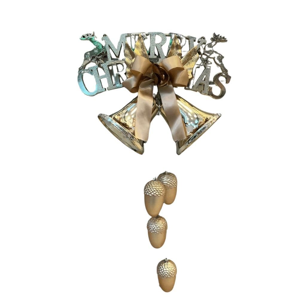 Enfeite Natalino Sinos Dourado com Pinha 57x35