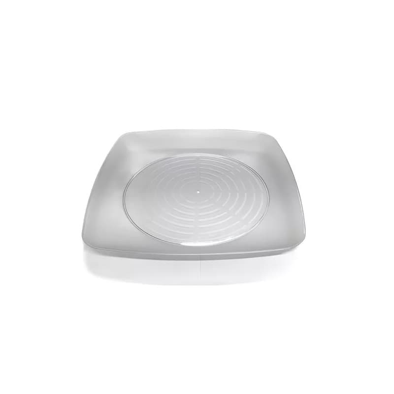 50 Pratos Acrílico Quadrado Refeição Cristal Grande 22 cm