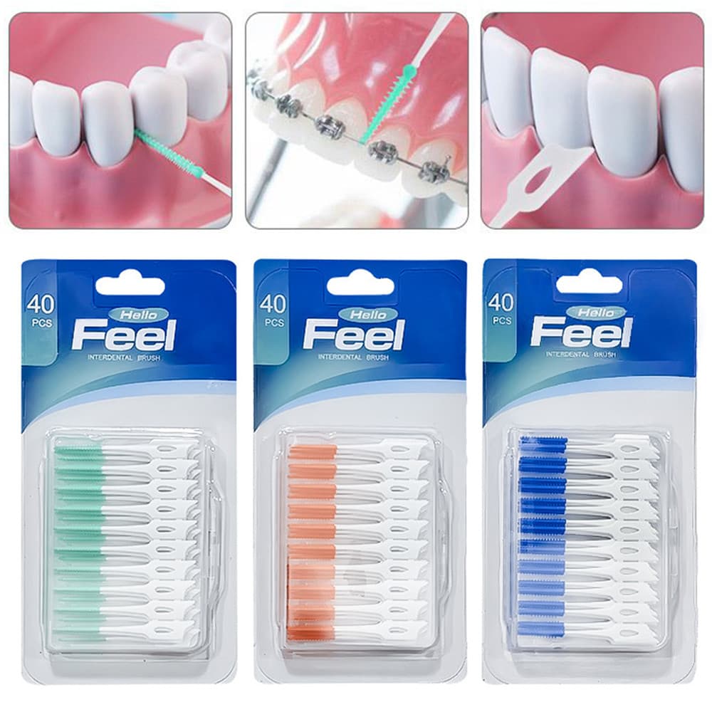 Fio Dental Ferramentas Orais Escovas Interdentais Limpeza Palito Escova 40 Pçs Dentes Ferramenta Limpa