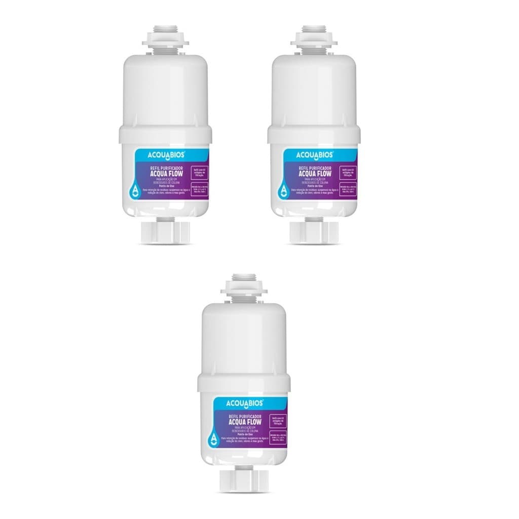 KIT 03 UN Refil Acqua Flow Compativel Bebedouros Coluna Frisbel,Knox,Lider,Karina,Polar,Blue,Gira