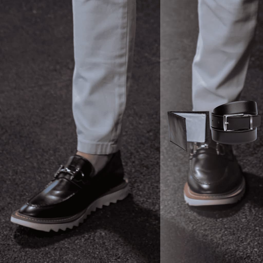 Sapato Masculino Dublin Oxford Tratorado Social Mocassim Casual Moderno Bridão Cinto Carteira Dia dos Pais