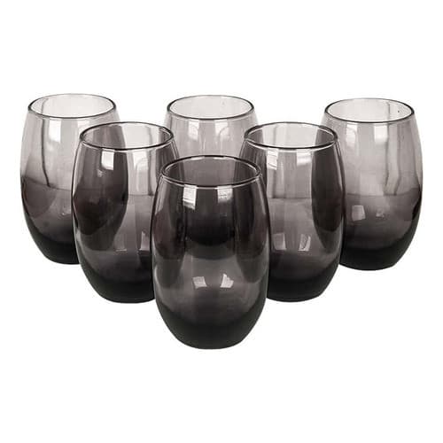 Jogo 6 Copos Luxo Suco Agua Refrigerante Aruba Fumê 465ml