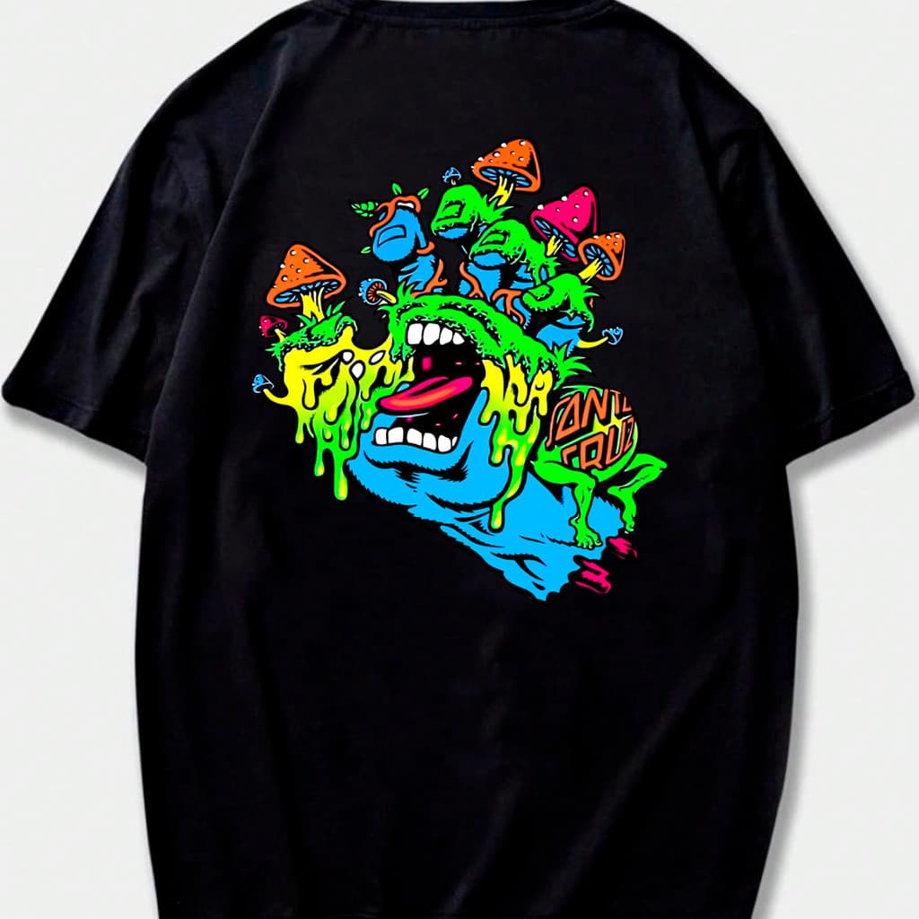 Camiseta Mão Cogumelo Streetwear Moda Rua Lancamento Unissex 100% Algodão - Envio Rápido