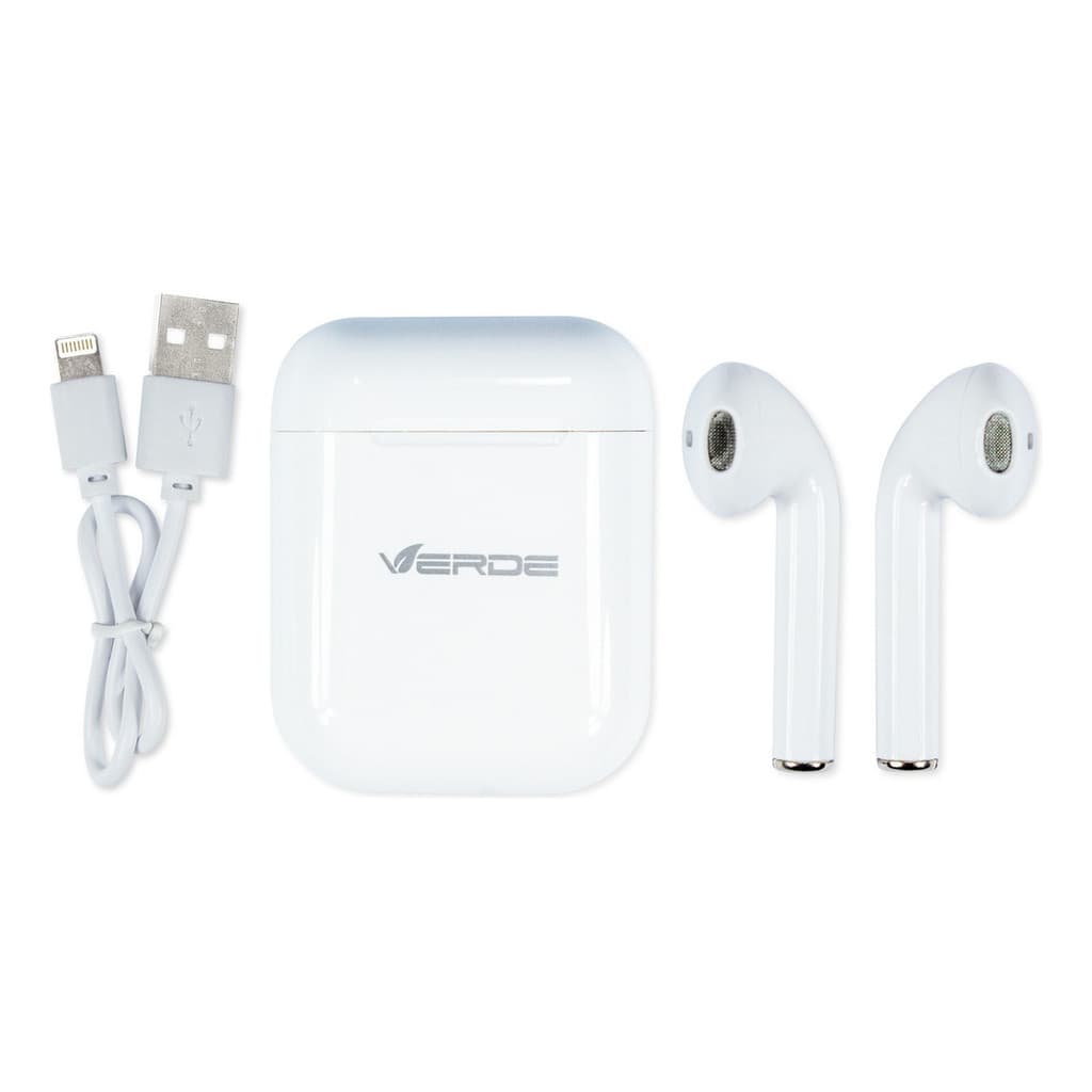 Earbuds Sem Fio TWS Bluetooth 5.2 Branco – Verde, Bateria 200mAh, Som Estéreo HD