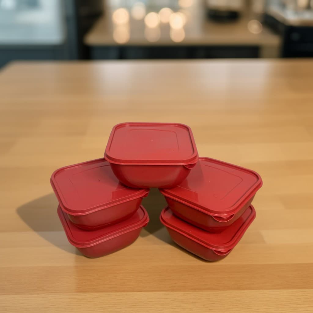 Kit 5 Potes Plásticos Quadrados