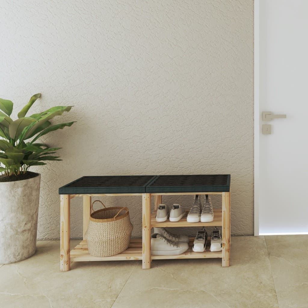 Banco Sapateira Multiuso Madeira Pinus Crua 110cm Organizador Calçados Quarto Closet Hall Entrada