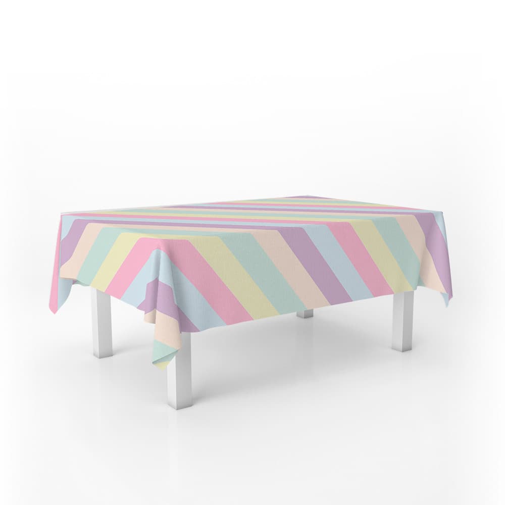 Toalha De Mesa Retangular 6 Lugares 100% Poliéster Arco Íris Candy 220x140cm
