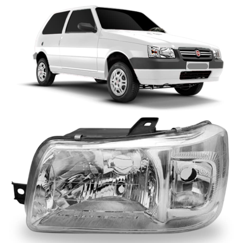 FAROL FIAT UNO 2004 A 2013 MASCARA CROMADA ESQUERDO S/CUPULA