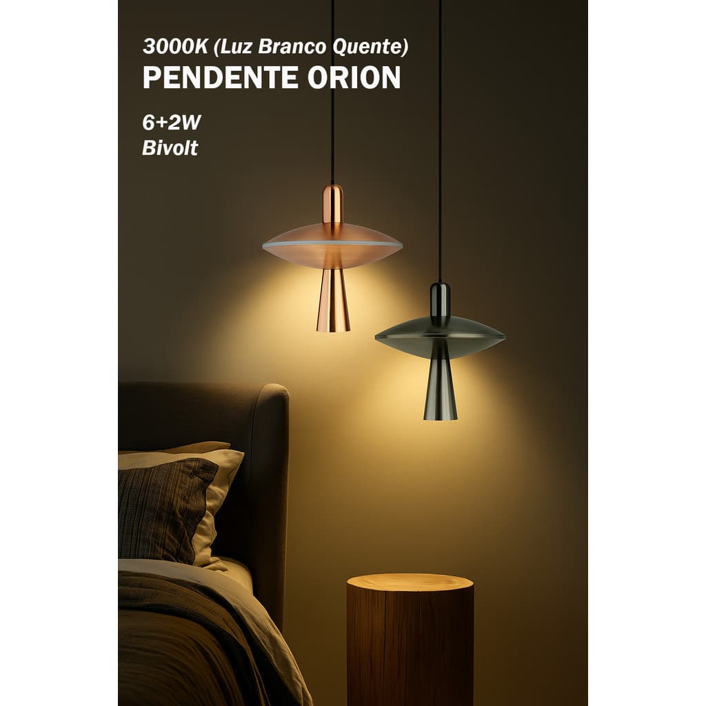 Pendente Orion Decorativo Bivolt Alumínio Moderno  Sala de jantar cozinha Alumínio Moderno