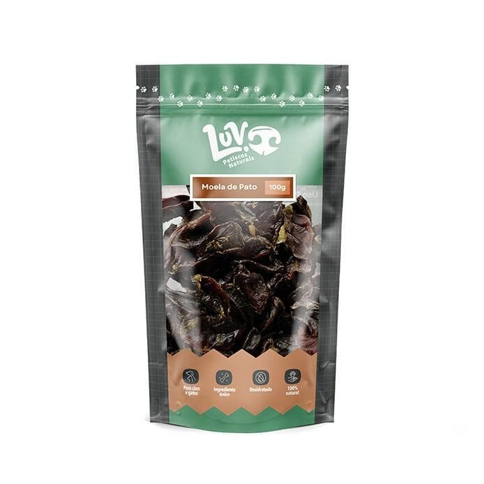 Moela de Pato Petisco Natural para Cães e Gatos 100gr - Luv