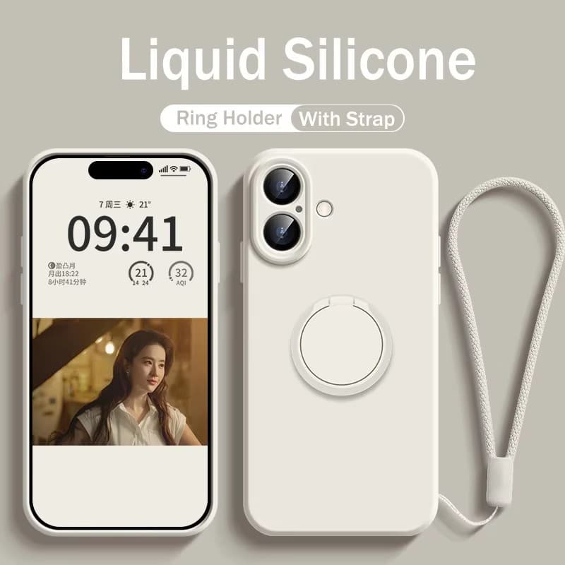 Luxo Magnético Macio Silicone Caso De Telefone Para iPhone 16 15 14 13 12 11 Pro Max Completo Com Suporte Anel Capa