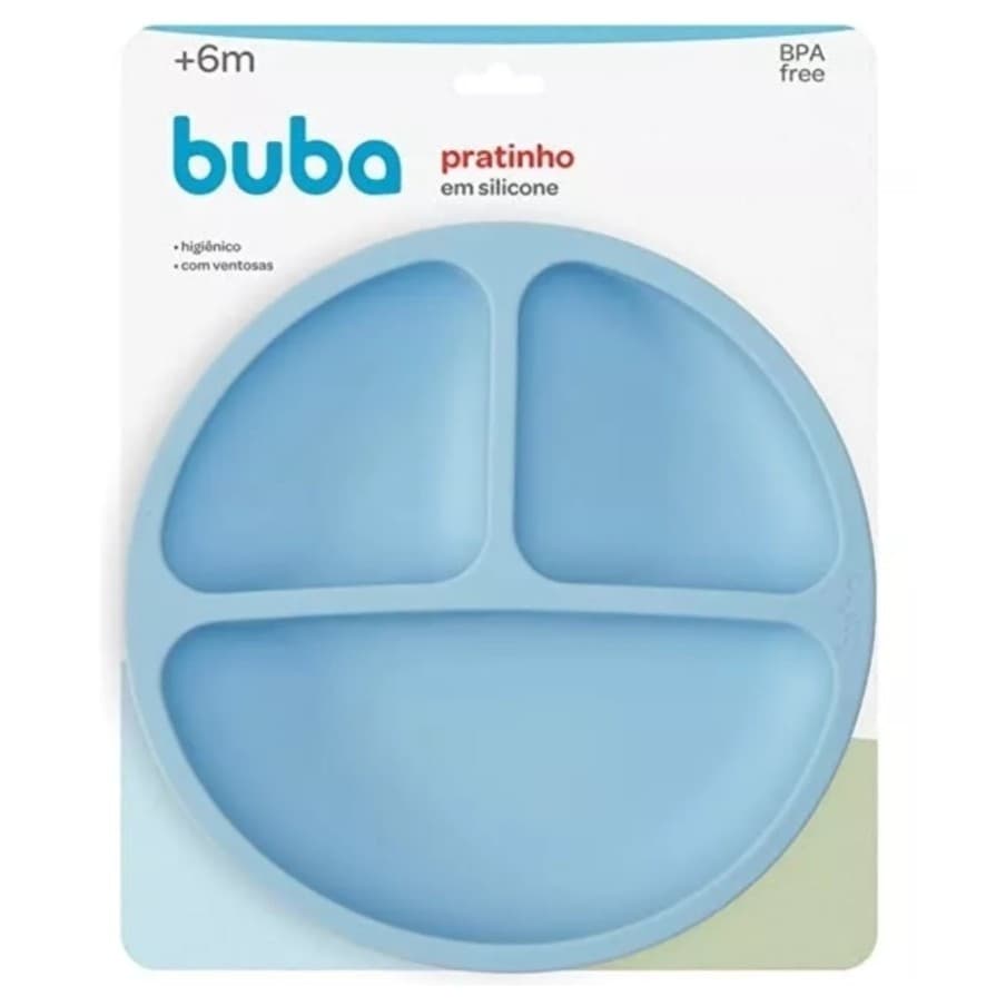 Prato Infantil De Silicone c/ Ventosa Buba Azul