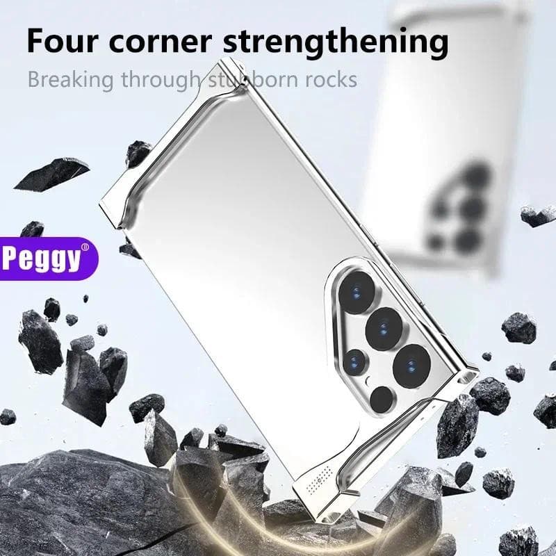 Liga De Alumínio Nua À Prova De Choque Pára-Choques Para Samsung S26 S23 S24 S25 Ultra Plus Luxo Irregular Metal Caso Te