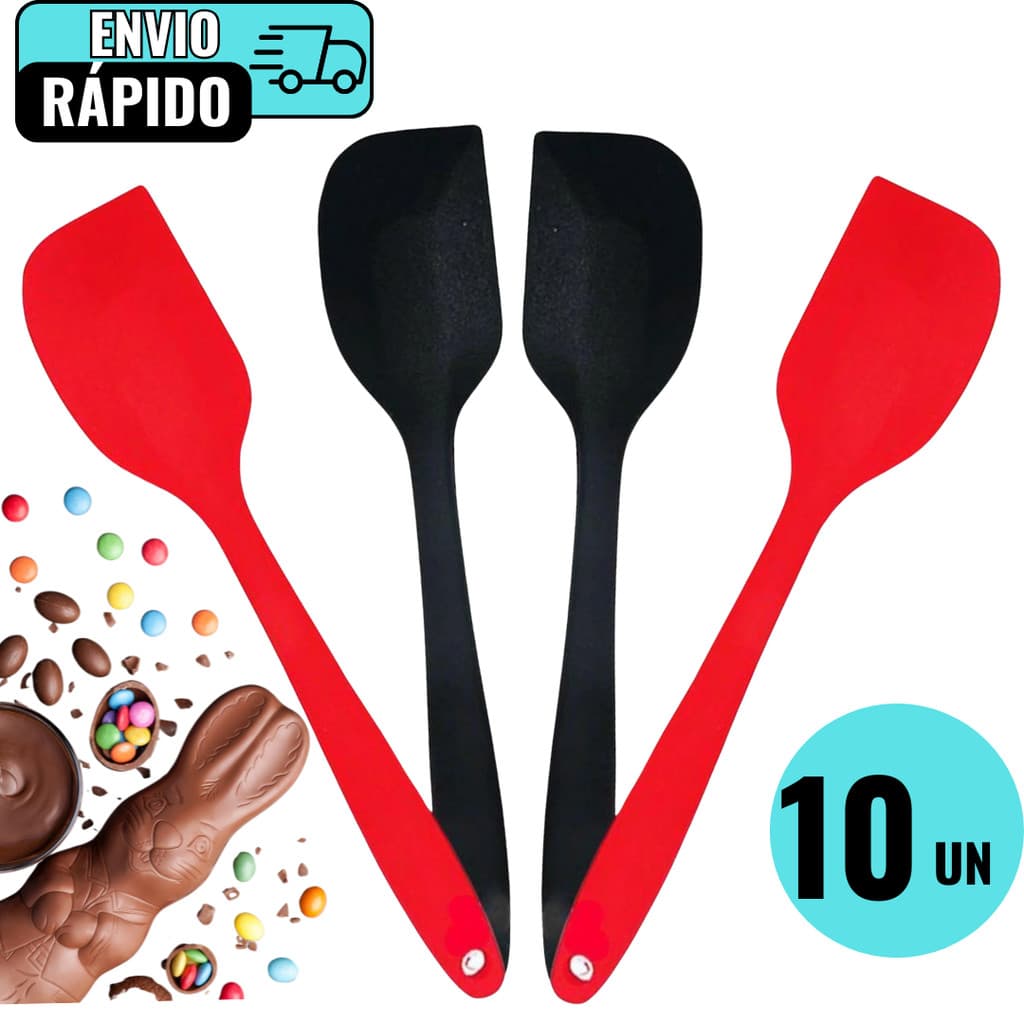 Kit 10 Espatula Pao Duro Em Silicone Para Pascoa Chocolate Confeitaria Restaurante Doceria Domicilio
